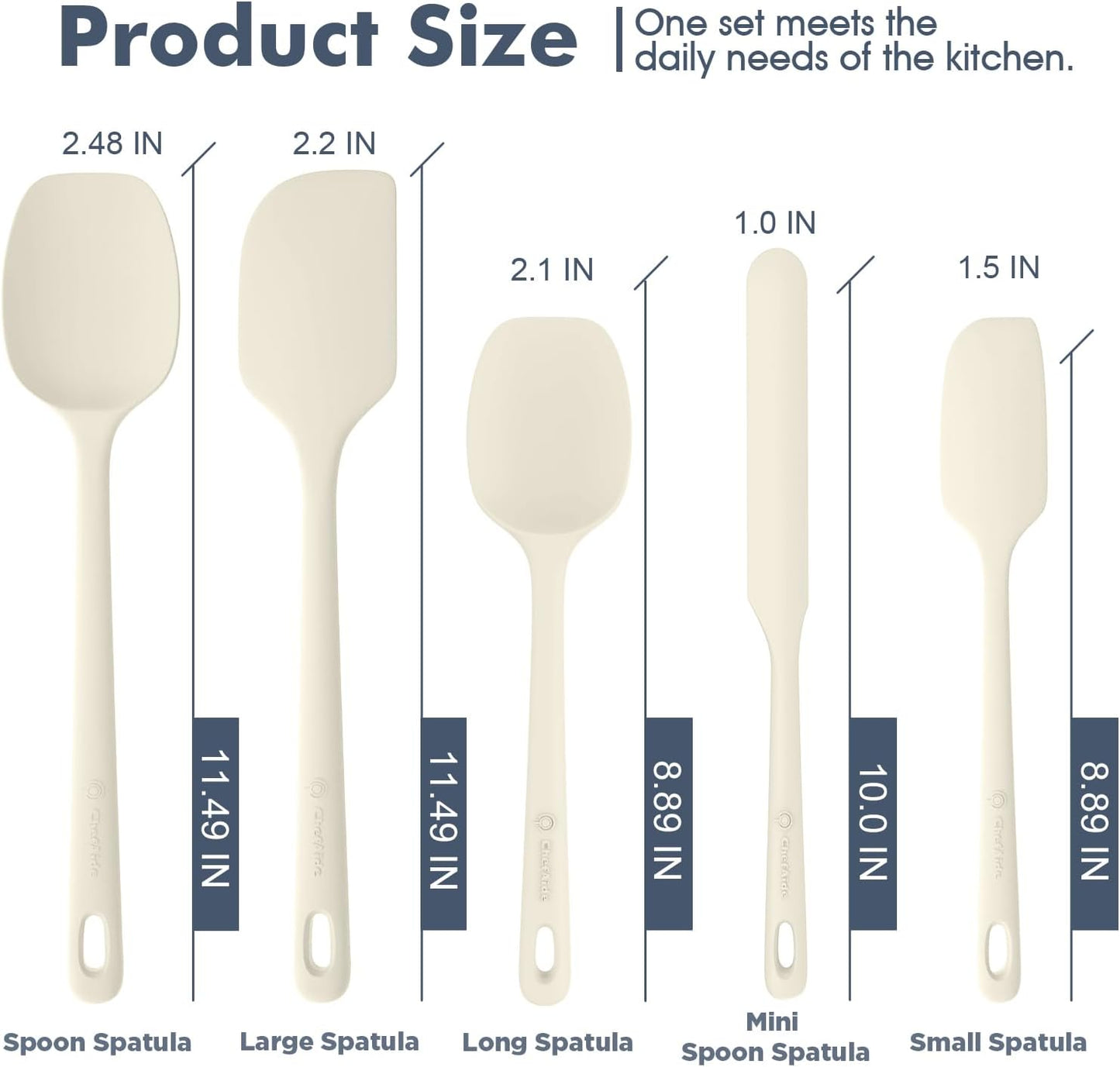 5 Pieces Silicone Spatula Set, Food Grade Rubber Spatula, Upgrade Strong Handle with Ergonomic Grip, Heat Resistant Up to 600°F for Nonstick Cookware, Cooking Candy Series