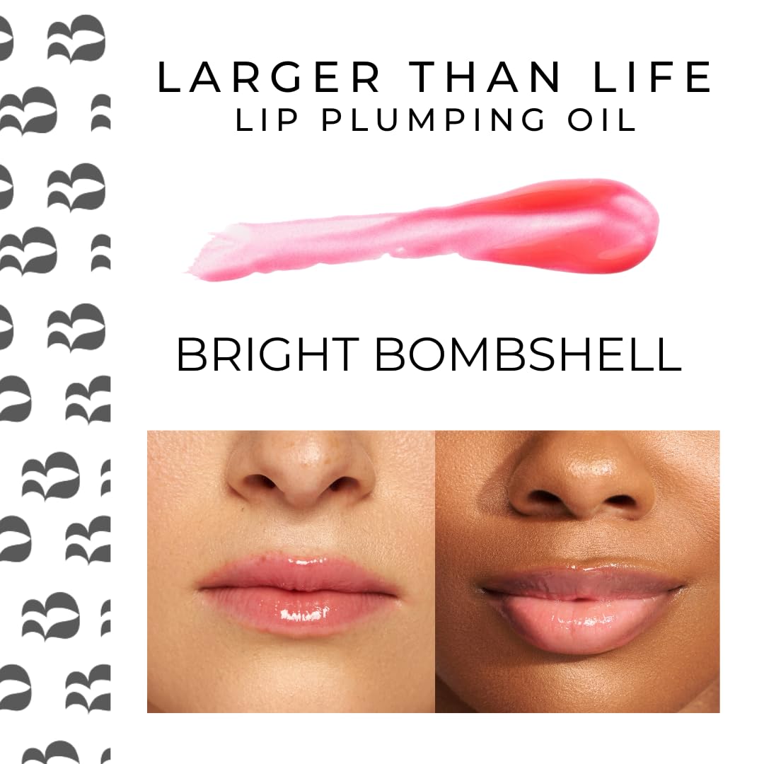 Rinna Beauty Larger Than Life Lip Plumping Oil - Bright Bombshell - Moisturizes & Hydrates Lips - Natural Plumping Over Time - Vegan, Cruelty-Free, & Paraben-Free 0.3 Fl Oz