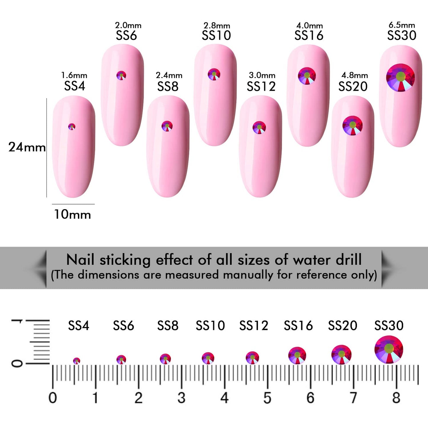 1440Pcs Red Ab Crystal Rhinestones,Glass Flatback Rhinestones Mini Gemstones for Nail Face Makeup Art Crafts Clothes Decoration -(SS8,2.4mm,Red Ab)