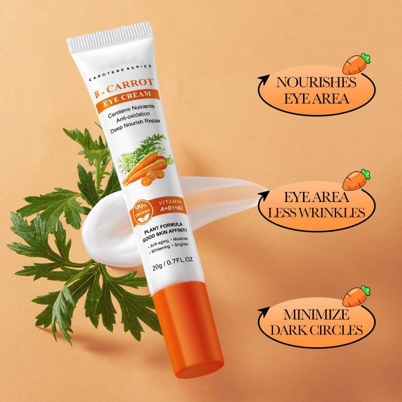 Carotene Eye Cream Moisturizes, Carrot Vita Eye Cream, Eye Wrinkles and Eye Bags, Tighten and Firm Eye Skin, Hydrating, Moisturizes Reduces Puffiness