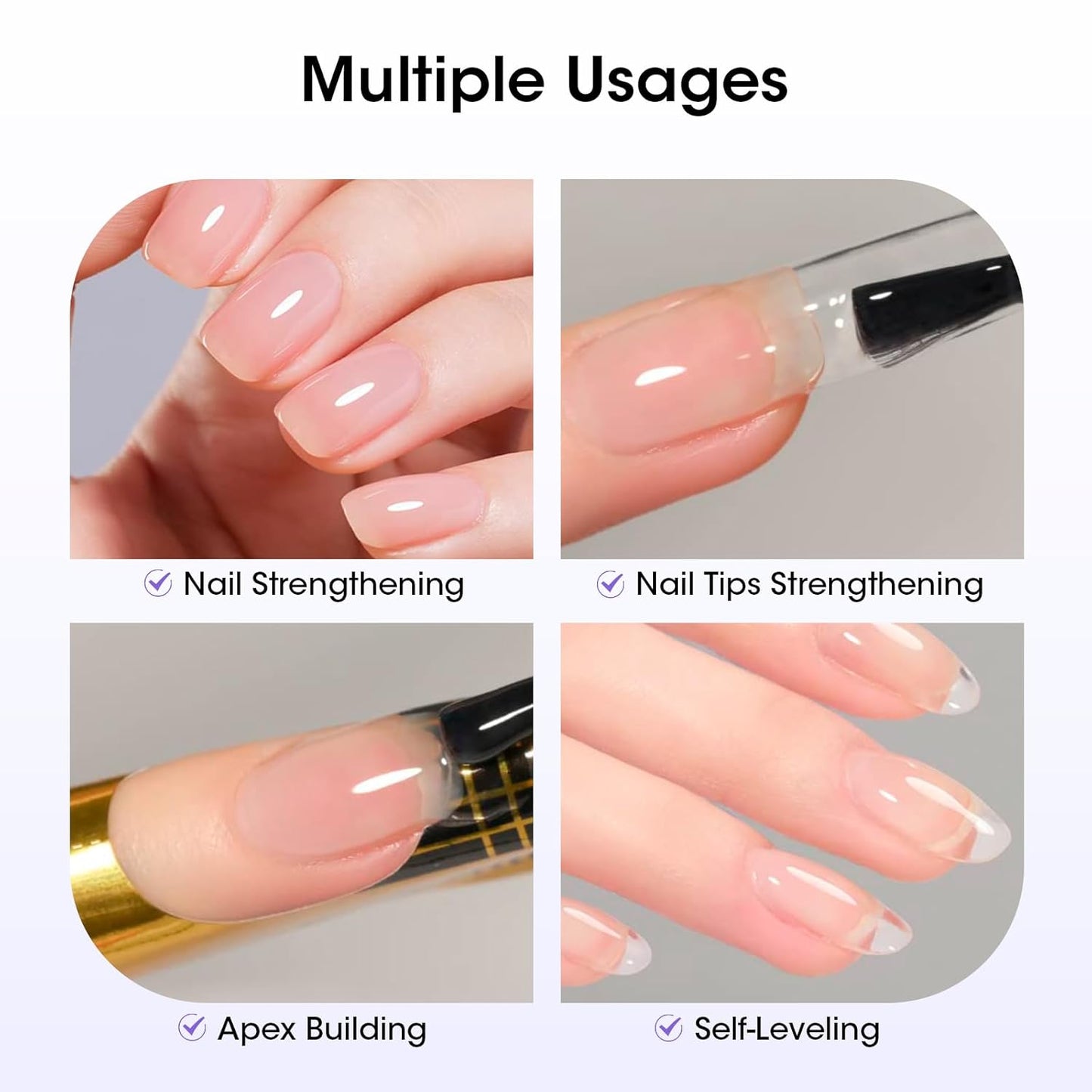 Gellen 100ml Builder Gel for Nails Clear, Strengthener Gel Color Hard Builder, Nail Apex Building Soak off Long Lasting U V Nail Gel