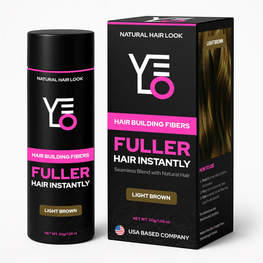 VELO Hair Building Fibers for Thinning Hair –LIGHT BROWN Hair Fibers for Men & Women – Covers Bald Spots, Hairline Powder, Hair Thickening Fibers – Hair Filler Powder for Fuller-Looking Hair – 30g