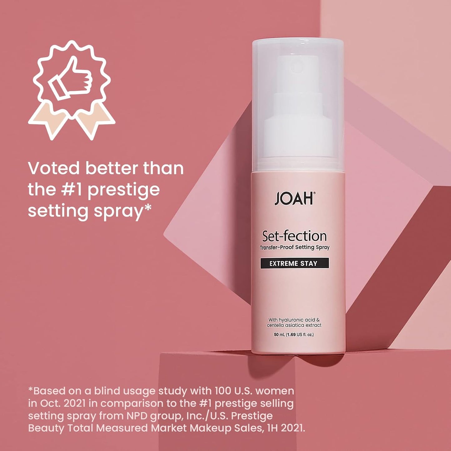 JOAH Set-Fection Transfer Proof Extreme Stay Setting Spray, Infused with hyaluronic acid and centella asiatica, Net Wt. 50 ml (1.69 fl.oz..)