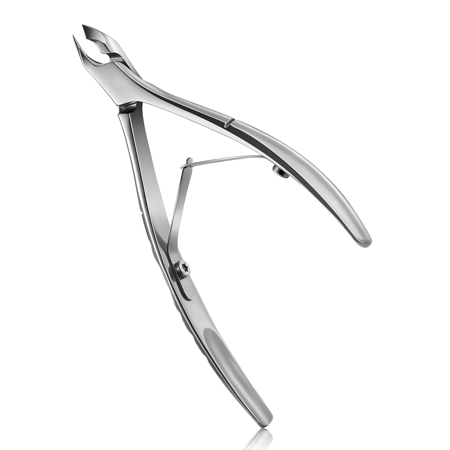 FERYES Cuticle Clipper with Pusher, 2 in 1 Professional Cuticle Trimmer, 6mm Full Jaw Cuticle Nipper, Stainless Steel Cuticle Remover Tool Mirror Silver