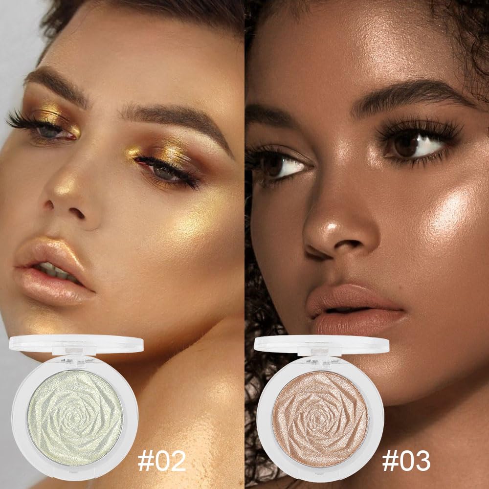 evpct Blonde Gold & Champagne Gold Face Highlighter Makeup Shimmer Glitter Diamond Sparkly Highlighters Makeup Palette Powder for Face Body Cheek iluminadores iluminador de jos maquillaje luminizers