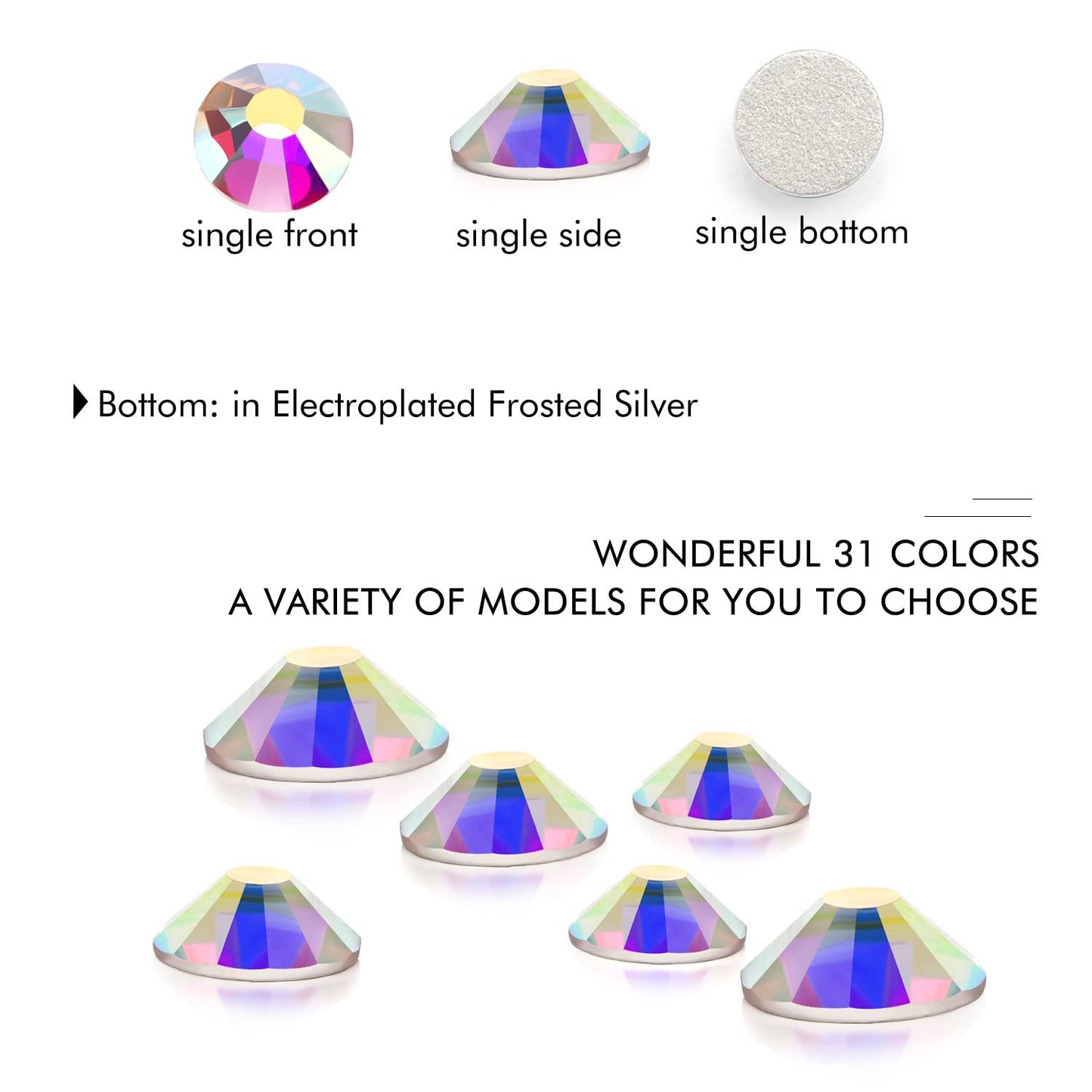 1440Pcs Crystal Ab Crystal Rhinestones,Glass Flatback Rhinestones Gemstones Small for Nail Face Makeup Art Crafts Clothes Decoration -(SS8,2.4mm,Crystal Ab)