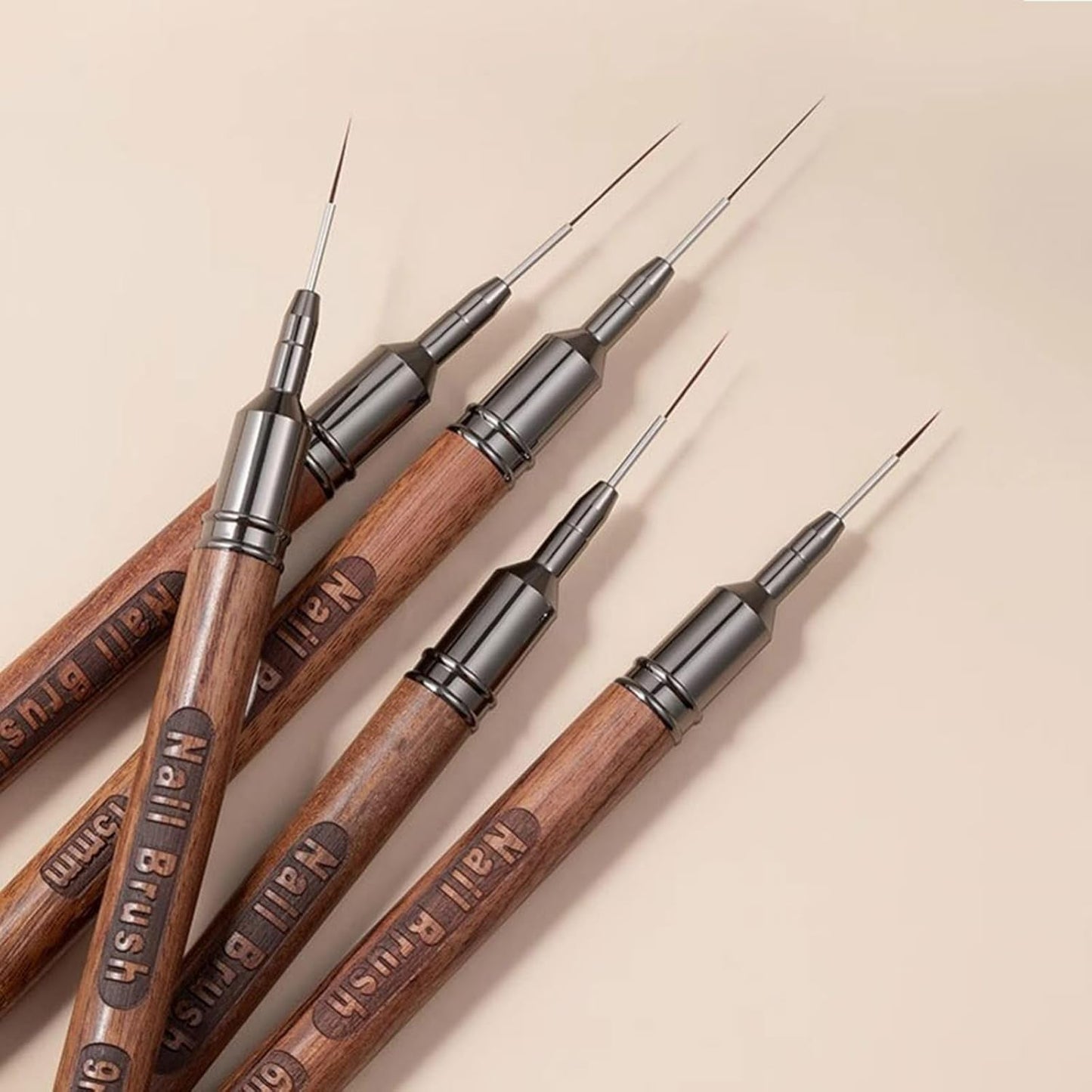 5Pcs Nail Art Liner Brushes, Fine Liner Striping Brush 6/9/12/15/18mm Thin Nail Art Design Brush with Cap Nail Brush Gel Polish Painting Nail Art Design Brushes for Long Lines, Thin Details