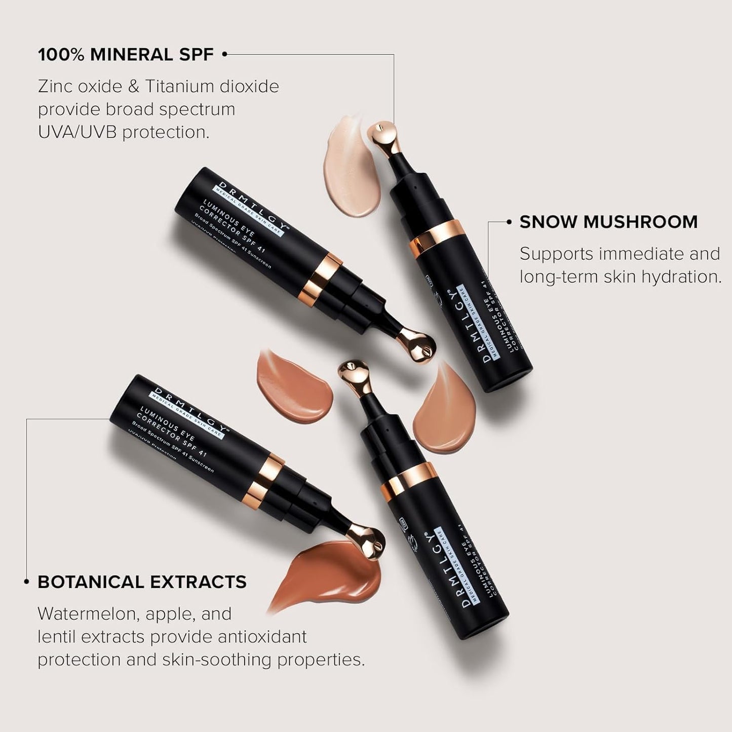 DRMTLGY Luminous Eye Corrector SPF 41, Under Eye Color Corrector for Dark Circles, Anti-Aging Tinted Eye Cream, Hydrating Eye Serum with Peach Undertone, Medium