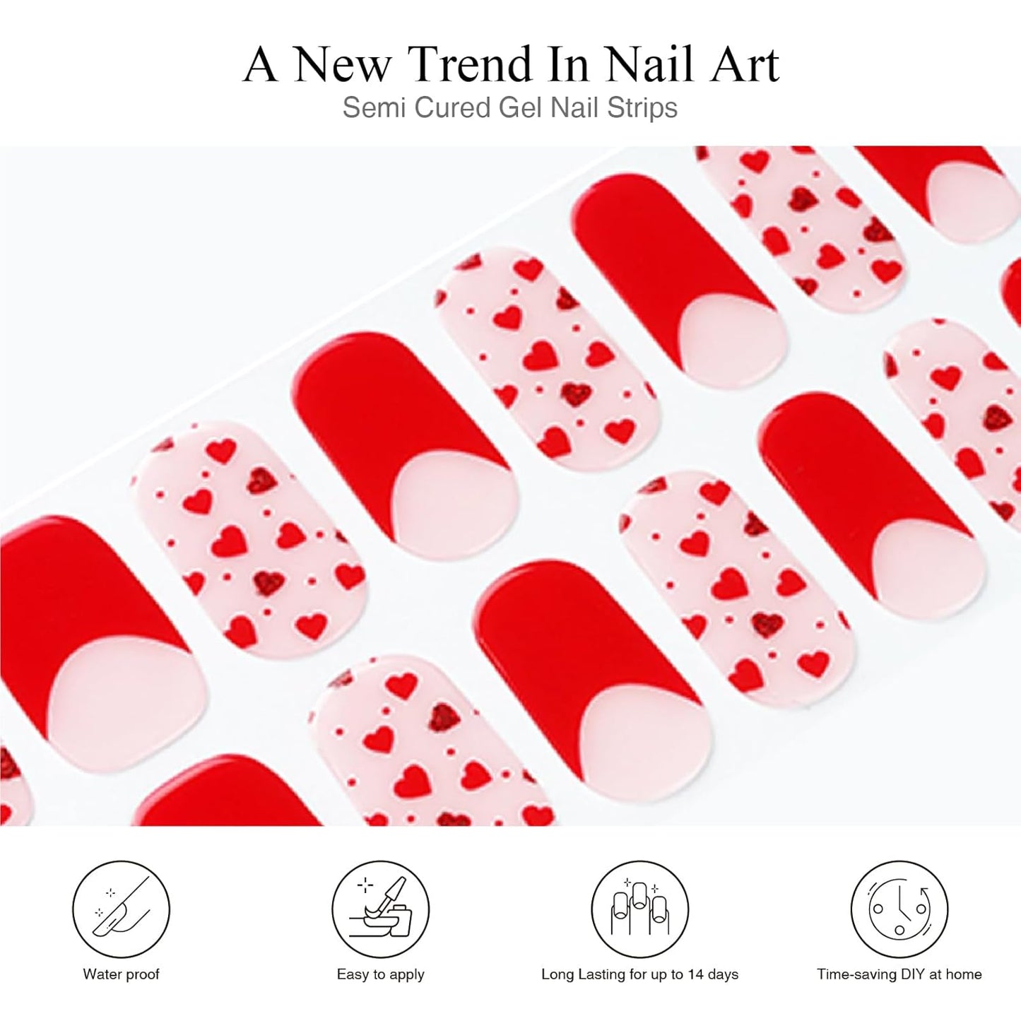 Chrimas Semi Cured Gel Nail Strips, 20 pcs Nail Wraps Semi Cured, Salon-Quality, 2 Weeks Long Lasting