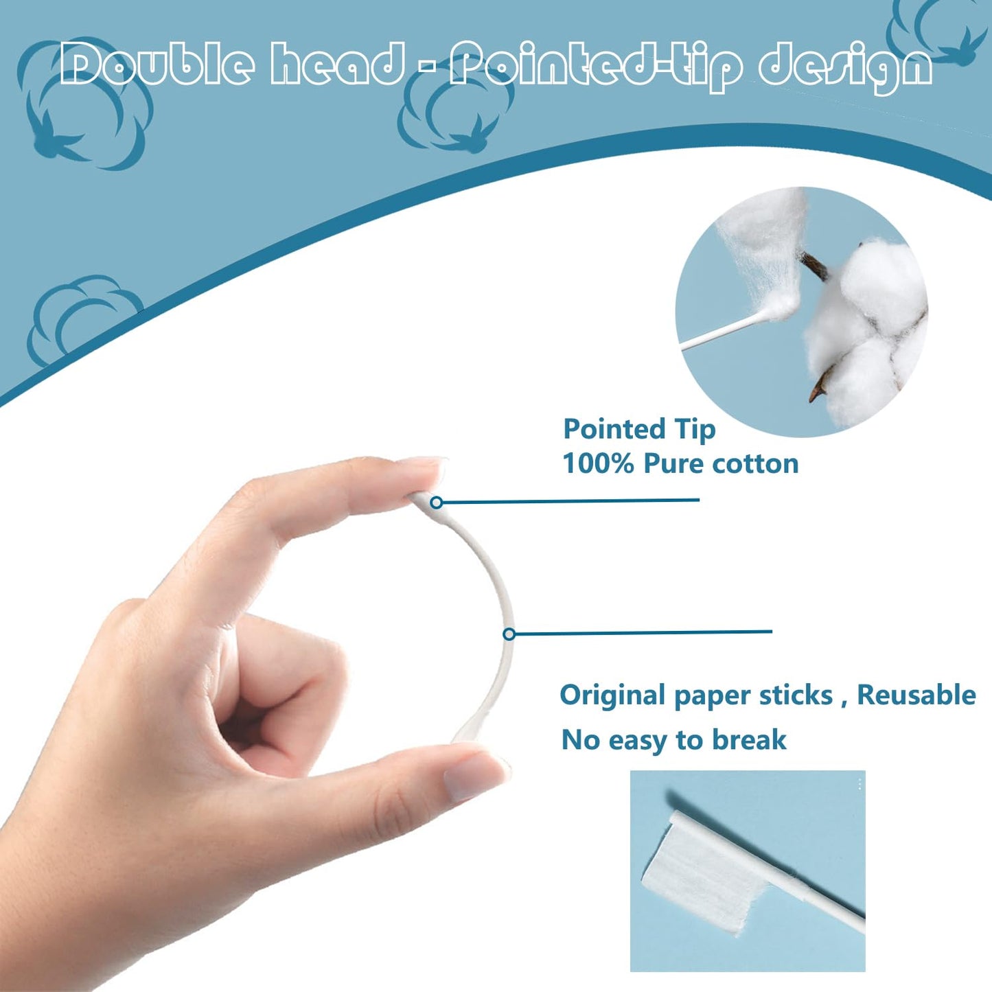 Precision Tip Cotton Swabs/Double Pointed Cotton Buds for Makeup 300pcs