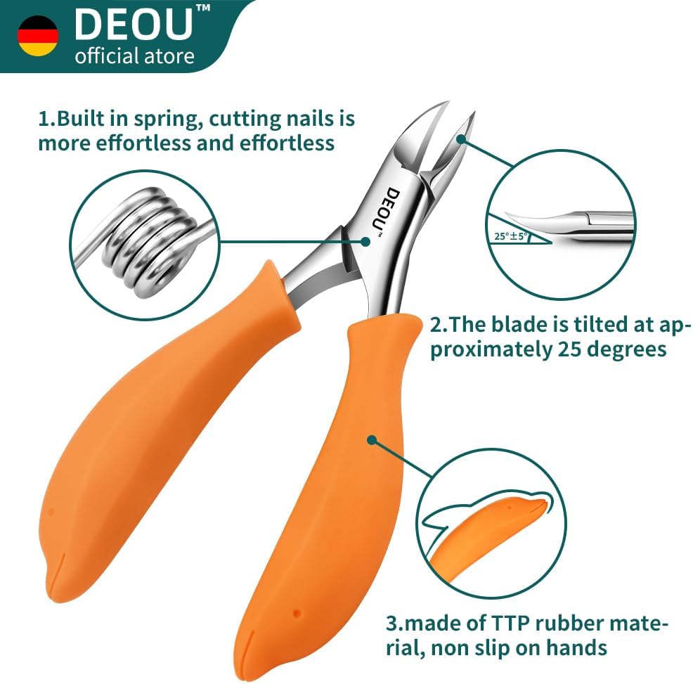 Podiatrist Toenail Clippers Ingrown Toenail Tools for Thick Nails and Inlaid Nails,Manicure and Pedicure Clippers,Heavy Duty Nail Clippers, Pedicure Tools (Orange+Nail Remover)