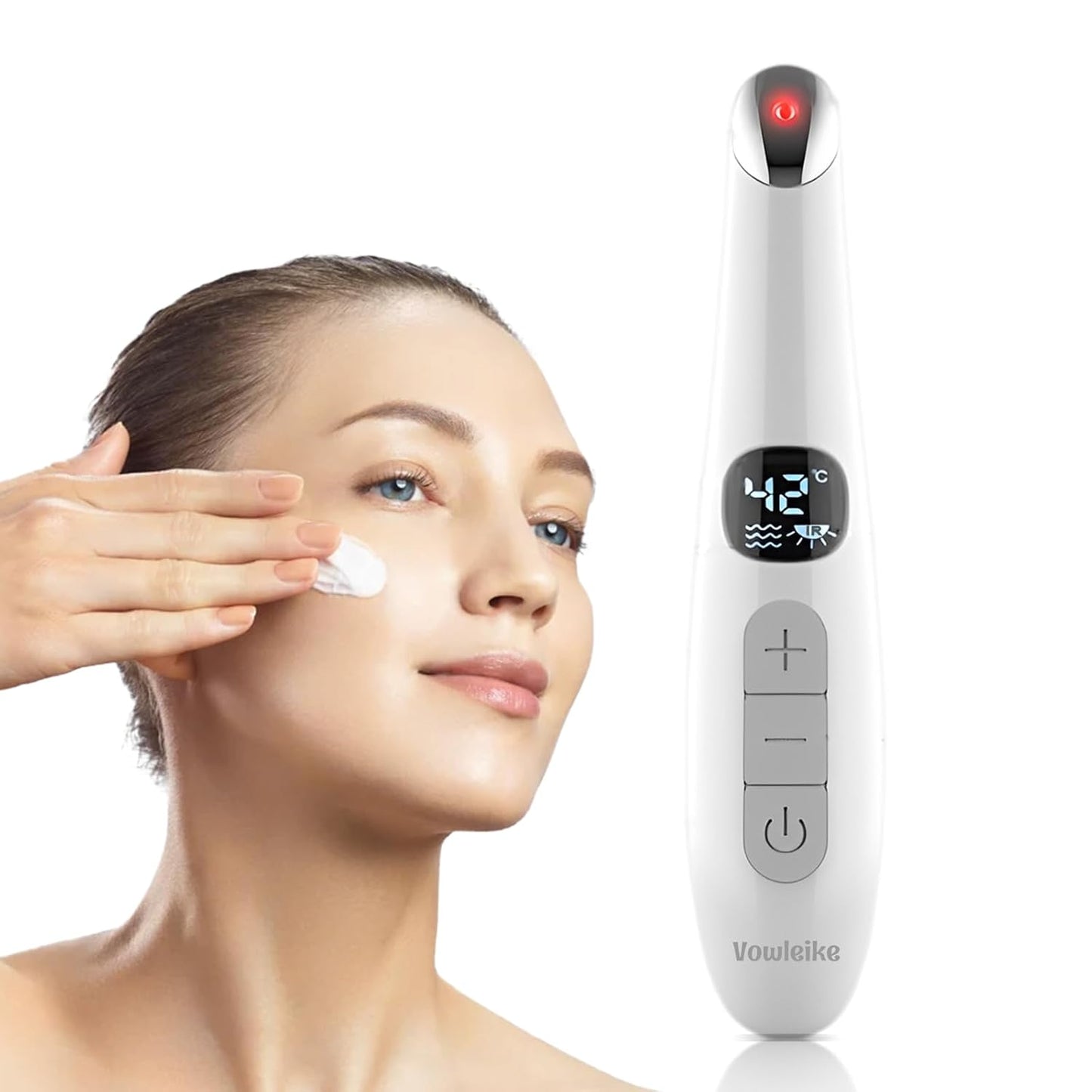 Eye Lift Wand, 3 in 1 Vibrating 98°F to 113°F LCD Display Screen Eye Massager for Dry Eyes, Dark Circles and Puffiness, Fine Lines and Wrinkles, Cream White