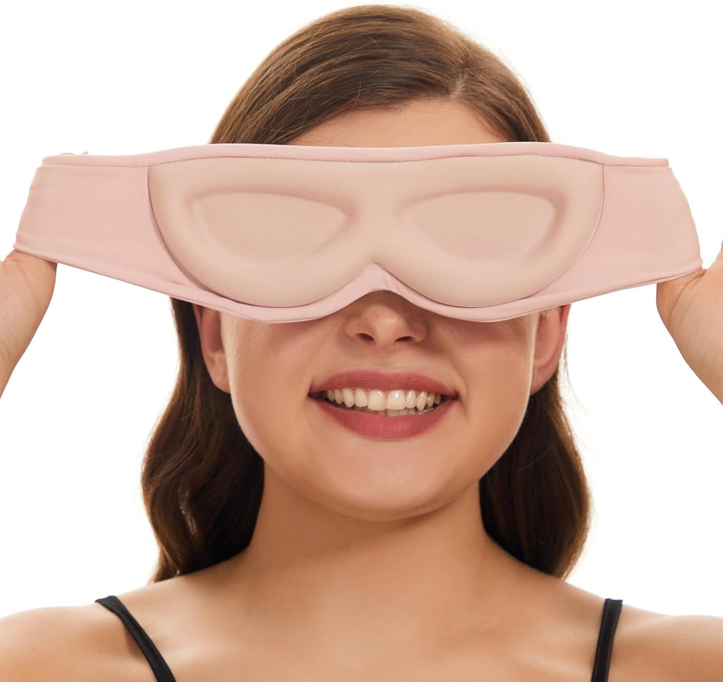 ALASKA BEAR Sleep Mask for Side Sleepers Patented Design, Cup-Shaped and Extra-Soft, 100 Blackout Eye Mask Shades Cover for Men and Women Home or Travel, Machine Washable, Pink