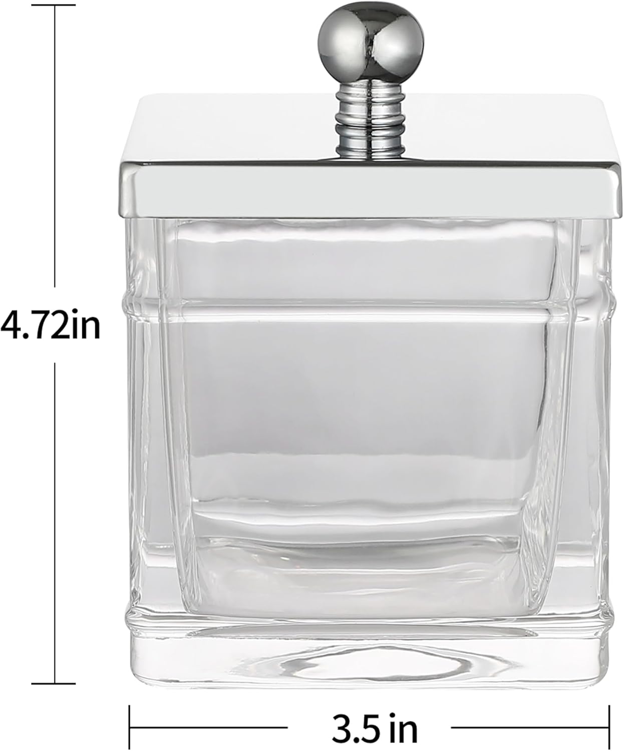 Glass Cotton Jar Holder 2 Pack– Silver/Chrome Lid, Elegant Bathroom Storage Canister for Qtips, Cotton Balls, Floss, Makeup Organizer, Vanity & Bathroom Organization