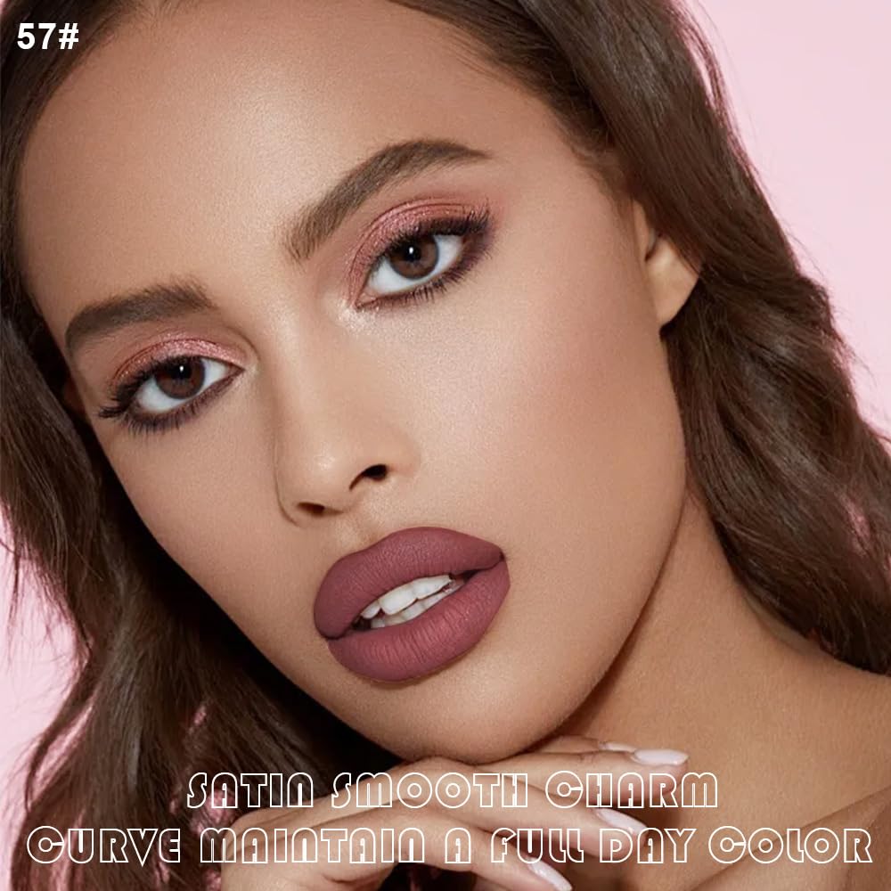 evpct 2Pcs Maroon Matte Lip Liner and Lipstick Combo Set for Women, Maroon Lip Combo Set Liquid Lips Stick Gloss and Lipliner Stains Set Long Lasting Waterproof, Lips Makeup 24 Hours originales