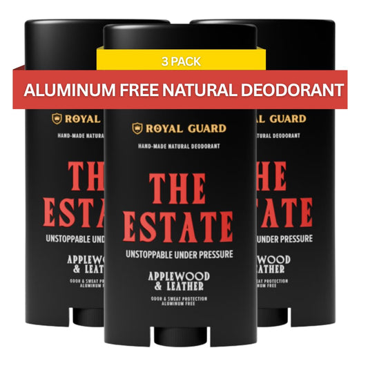 Royal Guard Natural Deodorant for Men - The Estate - Aluminum Free, Organic, Vegan, Chemical-Free, Non-Toxic, Hypoallergenic - Applewood & Leather Scent (3)
