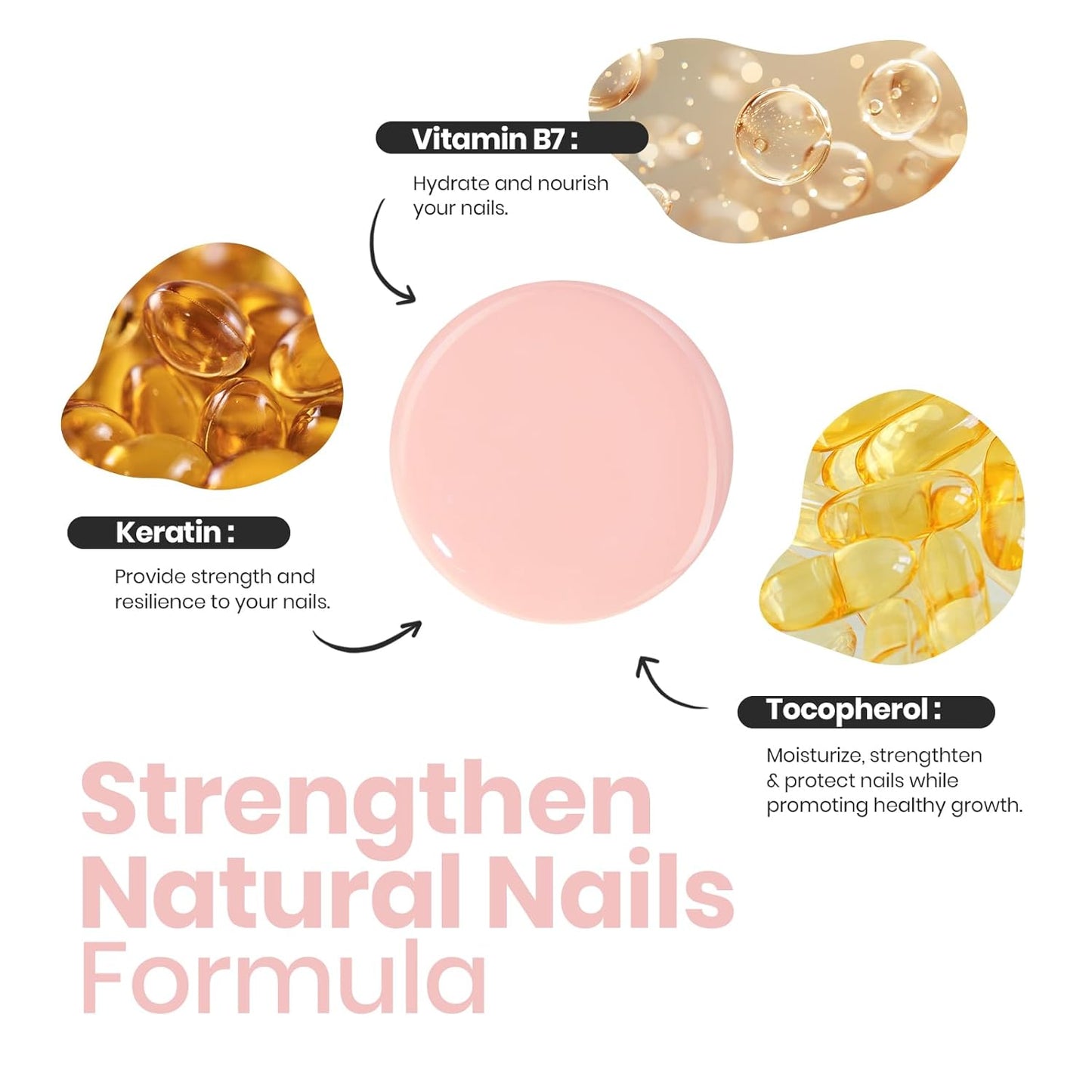 Beetles Nail Polish - Light Pink Natural Nail Polish Natural Nail Concealer Fast Dry Quick Nail Strengthener and Growth Treatment for Thin and Damaged Nails,0.51 FL OZ