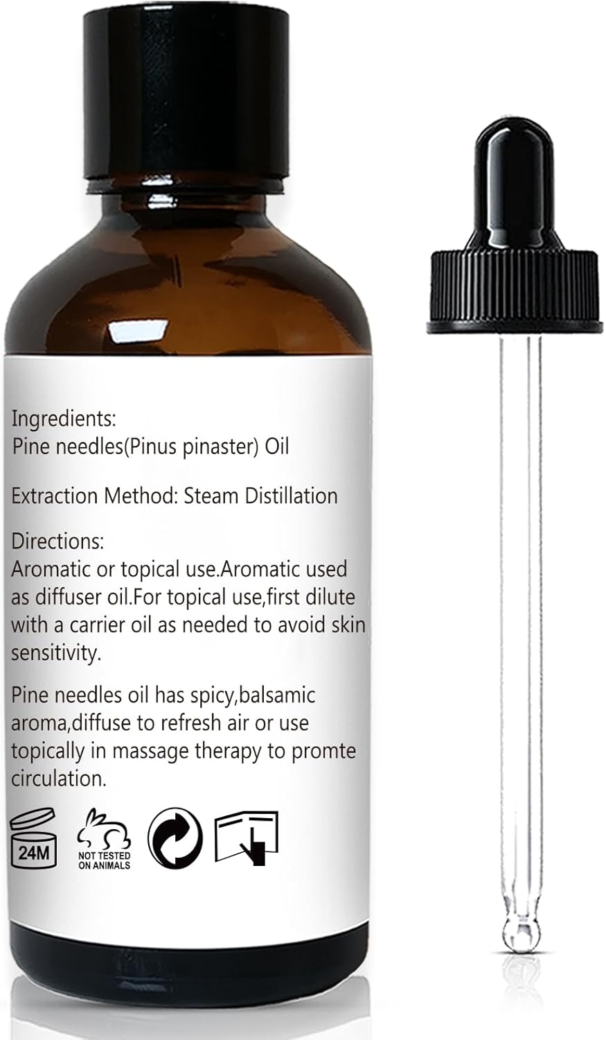 Pine Needle Essential Oil 1 Oz - 100% Pure & Natural Pine Oil for Diffuser, Skin, Massage & Aromatherapy - Fresh Pinus Essential Oils Fragrance