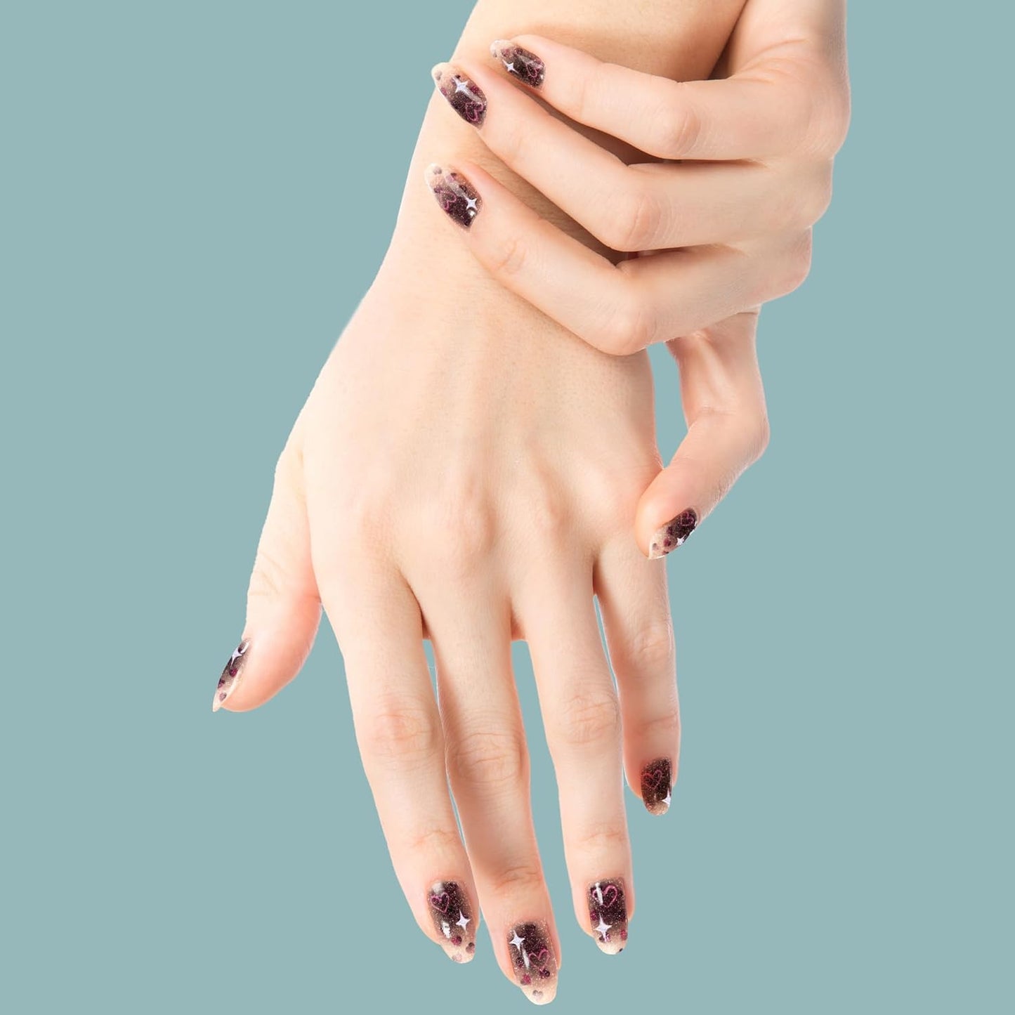 Semi Cured Gel Nail Strips-Salon Quality Semi-Cured Gel Press On Nails Stickers Quick DIY Nail Art Manicure Kits for Women at Home Works with Any UV/LED Lamps(Dusty Mind)