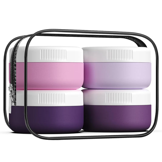 Travel Containers for Toiletries, Silicone Cream Jars BPA-Free, Leak-proof 1.35oz Travel Size Containers, Portable Size Silicone Jars with Lid for Cosmetic Face Hand Body Cream (4 Pack)