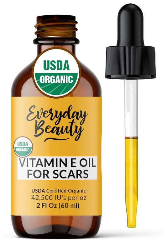 Organic Vitamin E Oil for Scars - All Natural & Vegan Skin Moisturizer 2.02oz - Light & Unscented Great for Scars After Surgery - Reduce Wrinkles, Anti Aging, Lighten Dark Spots -Face, Skin & All Over