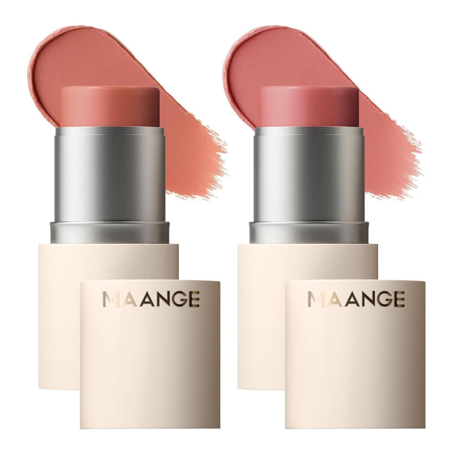 MAANGE Multi-Use Blush Stick, All-in-One Cream Blush for Cheeks, Eyes & Lips Long-Wearing, Blendable Makeup Blush Stick, Creamy & Buildable (C101+R101)