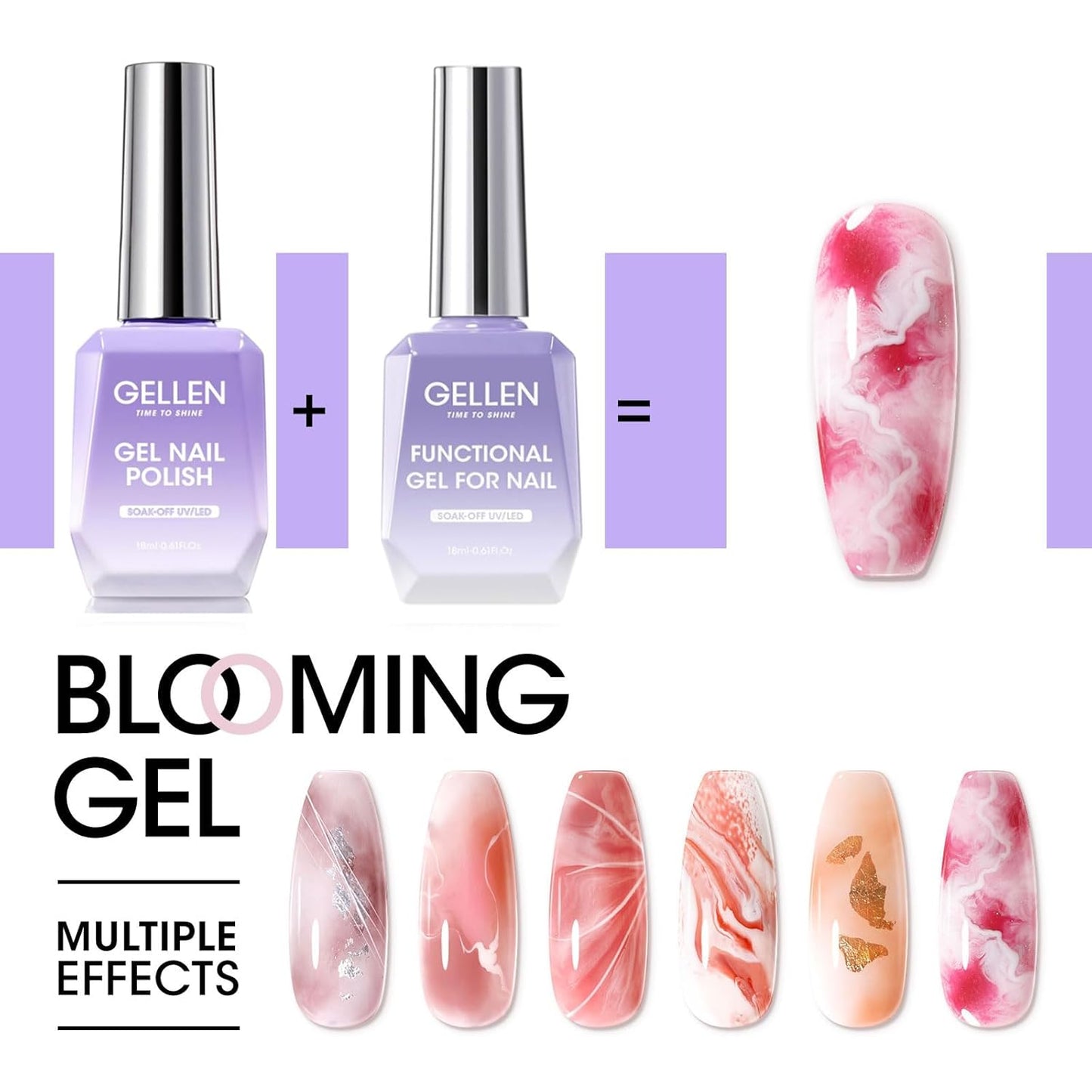 Gellen 7 in 1 Multifunctional Blending Gel in a Bottle - Blooming Gel, Nail Glue, Nail Strengthener, Home Salon DIY Manicure for Women Girls