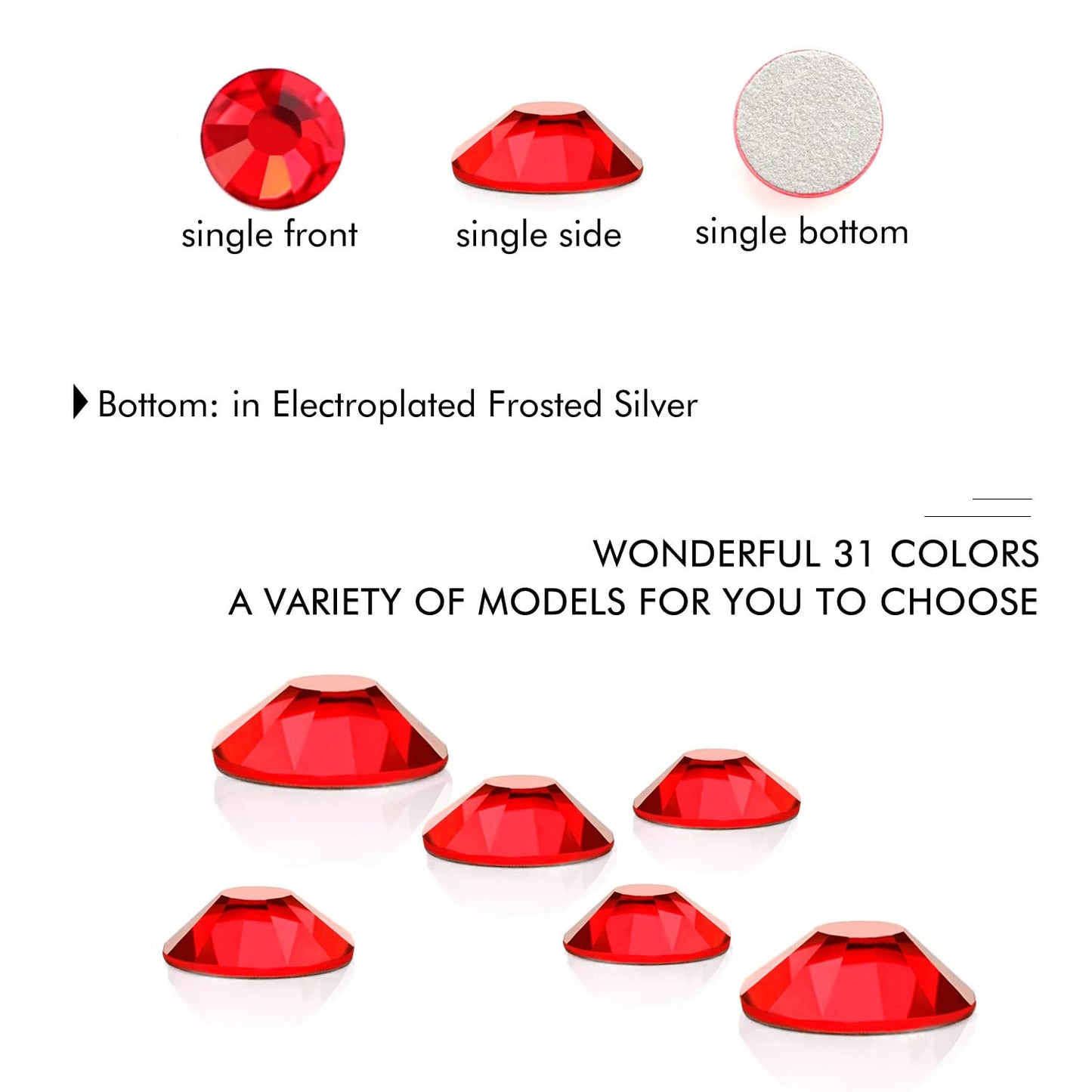 1440Pcs Siam Crystal Rhinestones,Glass Flatback Rhinestones Gemstones for Nail Face Makeup Art Crafts Clothes Decoration -(SS12,3.0mm,Siam)