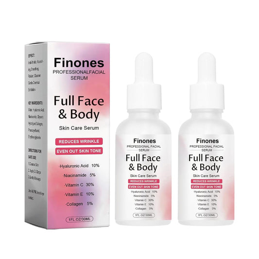Skin Vitamin Serum, Finones Full Face and Body Serum, 5 in 1 Anti Wrinkle Firming Suero, Anti-Aging Essence, Lifting Firming Essence, Hydrate Moisturize, Reduce Fine Lines