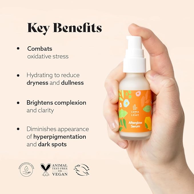 Vitamin C Serum for Face - LUMA & LEAF Brightening Serum with Jojoba Oil, Reduces Dark Spots, Uneven Skin Tone, Discoloration, and Sensitive Skin Care - 1 FL Oz