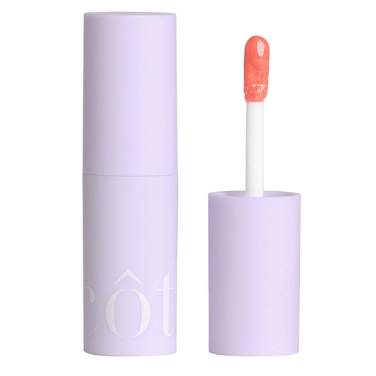 Côte Beauty's Peptide Lip Shine in Branson, Ultra Hydrating & Long-Lasting Coral Plumping Lip Gloss for Women with Hyaluronic Acid, Shea Butter & Jojoba Oil, Vegan & Cruelty-Free, 0.12 Fl Oz