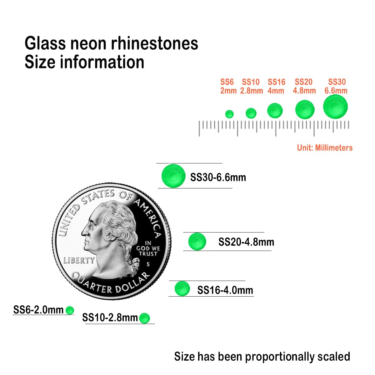 Flatback Glass Rhinestones,Bedazzler Gems 1440pcs Non Hotfix Crystal Rhinestones for Nail Charms Crafts Clothes Tumblers,Green Neon,SS10