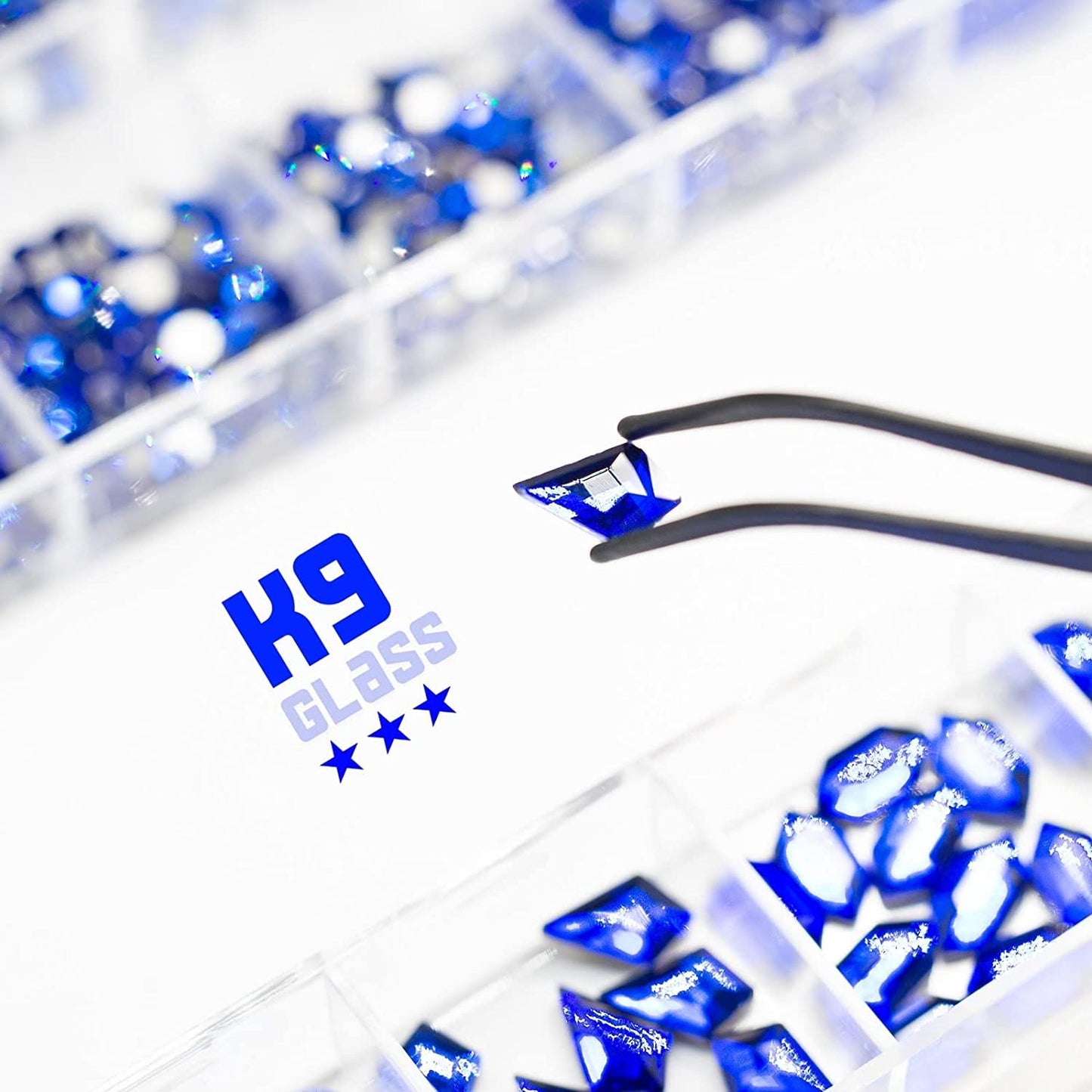 24 Styles Royal Blue Nail Rhinestones Sapphire Multi Shapes Flatback K9 Glass Crystals Gems Stones Diamonds Jewels Nail Art Charms Supplies for Nails Face Eyes Makeup Crafts Tumblers Clothes