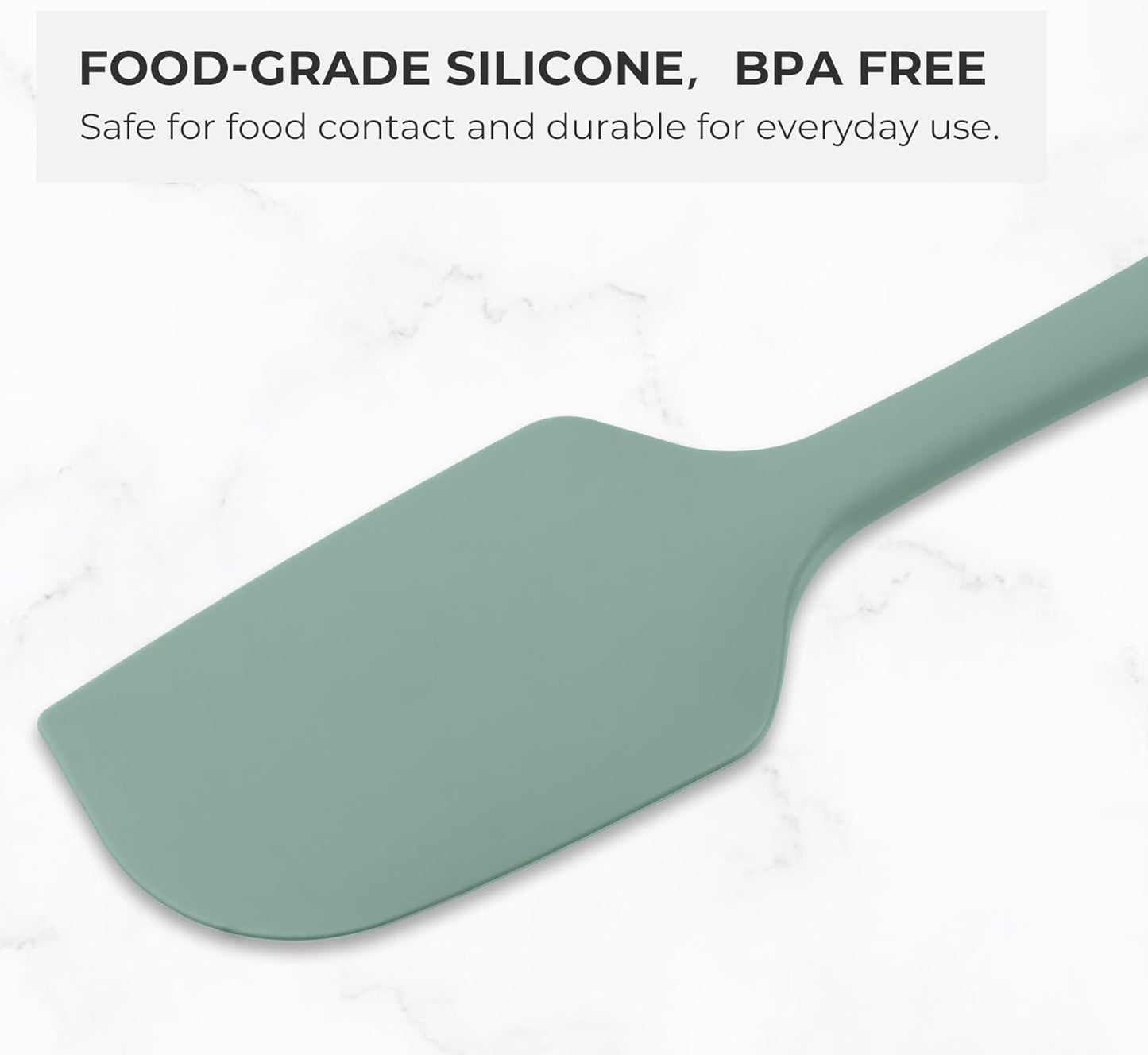 Elihome Skinny Silicone Spoonula - Non-Stick Heat Resistant Silicone Scraper Spatula for Mixing, Serving, Scraping, Stirring, and More - 11 Inch, Sage Green