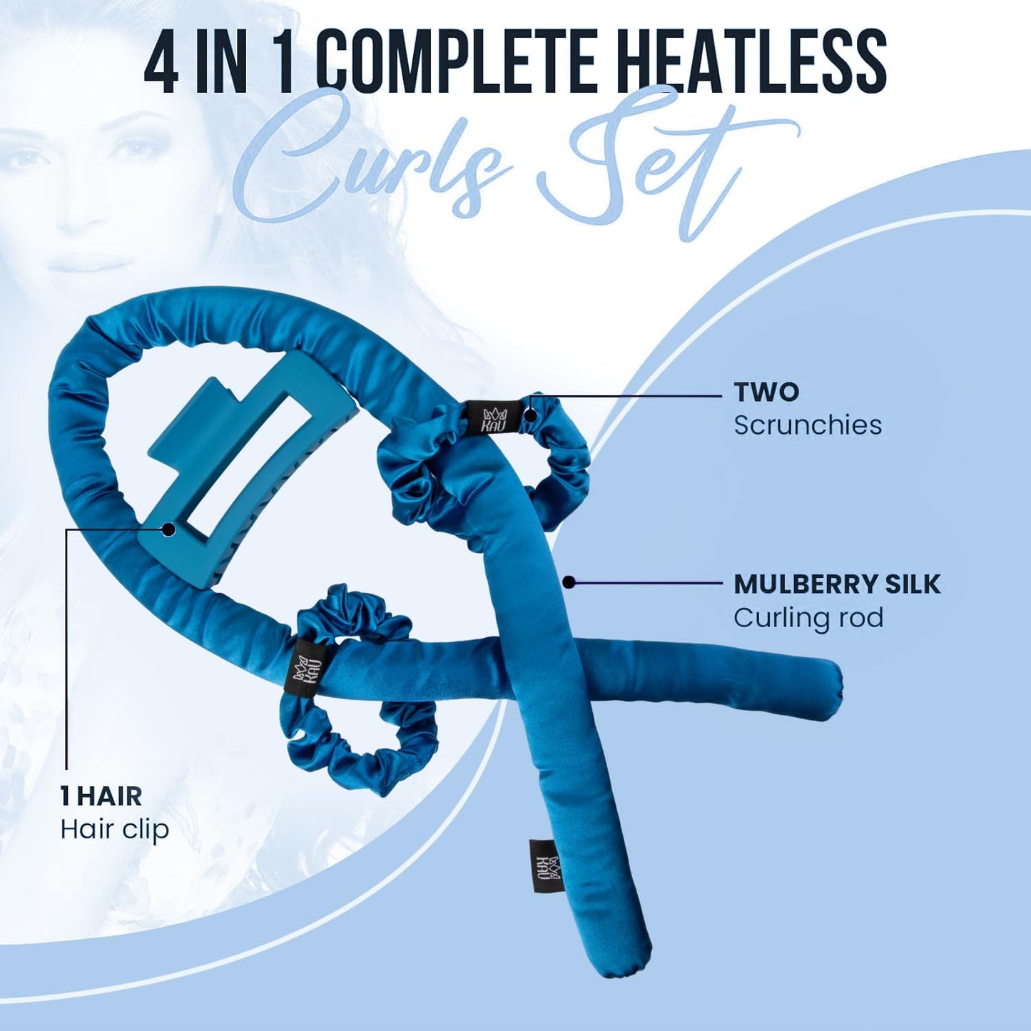 Heatless Hair Curler, Satin Hair Rollers for Heat less Curls Overnight, Premium Satin for No Heat Curls, Overnight Heatless Curling Rod to Sleep In, Silky Curlers with Clip and Scrunchies