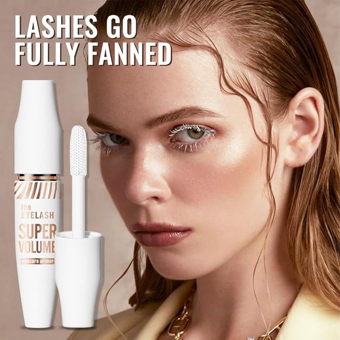 4D White Mascara Primer for Eyelashes Set, Super Volume Curly Thick Waterproof Non-Smudged Long lasting Charming Voluminous Lash for Women Cruelty Free Vegan Eye Makeup (D-1Pc White mascara, D)