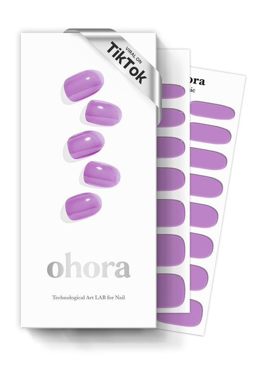 ohora Semi Cured Gel Nail Strips (N Tint Pop) - Purple, Tint, Works with Any UV/LED Lamps, Salon-Quality, Long Lasting, Easy to Apply & Remove - Includes 2 Prep Pads, Nail File & Wooden Stick