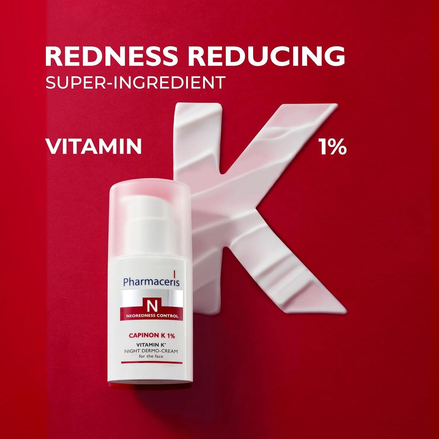 Vitamin K Redness Reducing Night Cream – Redness Calming, Deep Hydration & Skin Recovery, Post-Procedure Aftercare, Moisturizer for Sensitive Skin Prone to Reactivity, CAPINON K 1.01 fl oz