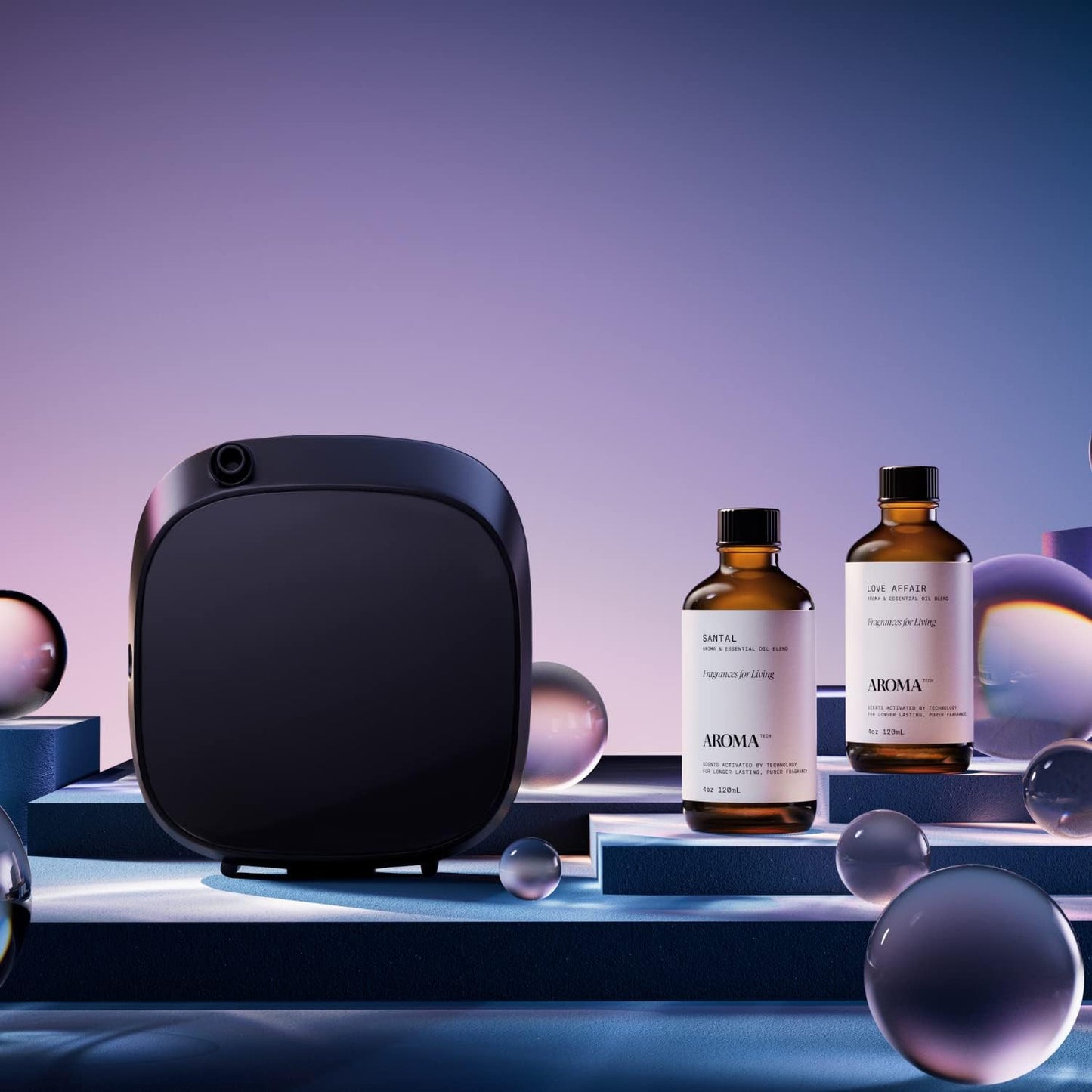 AromaTech Santal & Love Affair Set | Aroma Diffuser Essential Oils Blend of Santal Cardamom, Papyrus, Musk | Love Affair Jasmin, Saffron, Cedar, Ambergris - 120 Milliliter