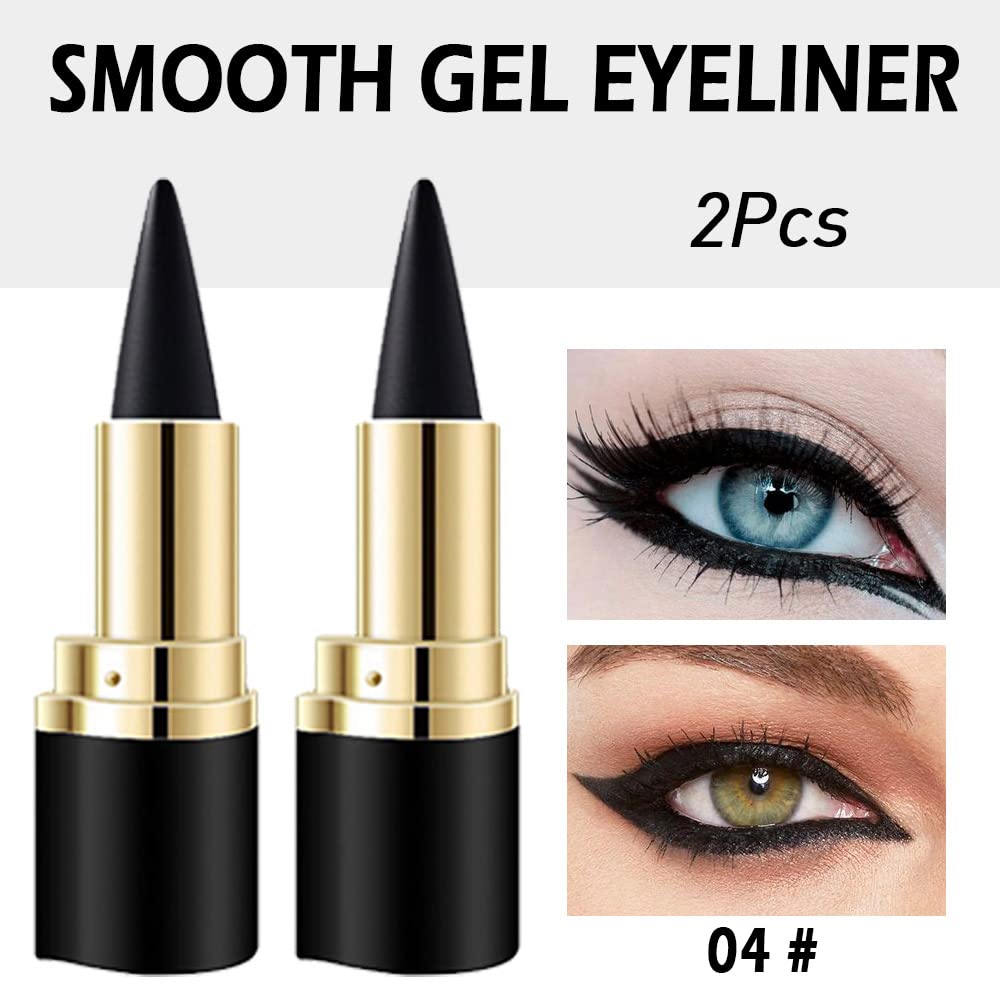 Kaely 2Pcs Gel Eyeliner Pencil, Natural Black Eyeliner Cream for Older Women, Liquid Eye Liner Waterproof Smudge Proof, Smoky Eyeshadow Palette Halloween Makeup, delineador de ojos contra el agua