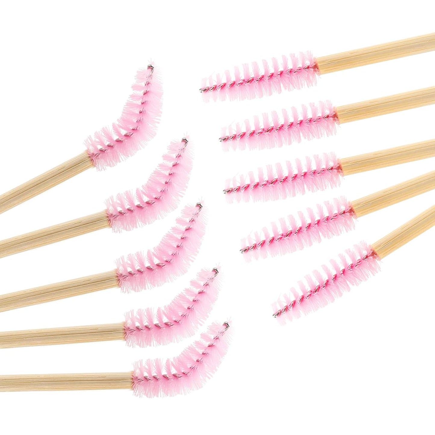 Tbestmax 150 Disposable Mascara Wands Eyelash Brush Spoolies for Eye Lash Extension Eyebrow Bamboo Stick Pink