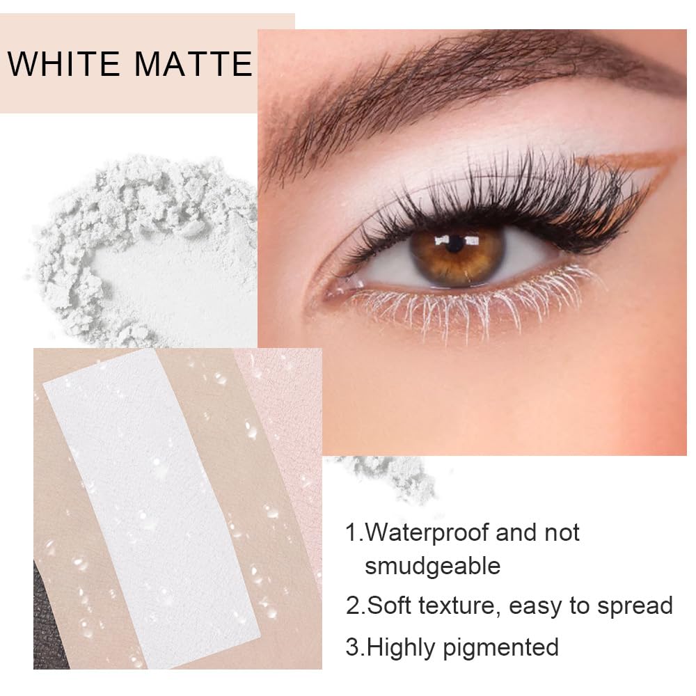 Eyeshadow Single Matte, High-Pigment Monochrome Eye Shadow Pressed Powder, Everyday Velvety Silky Eye Makeup Looks, Professional Long-Lasting Waterproof Single Eyeshadow Palette, White 02