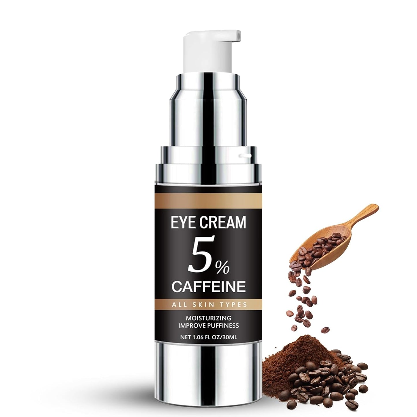5% Caffeine Eye Cream for Dark Circles & Puffiness, Under Eye Cream for Dark Circles with Caffeine, Eye Cream Anti Aging, Reduce Wrinkles, Fine Lines, Eye Bags, Hydrating Eye Cream for Men & Women