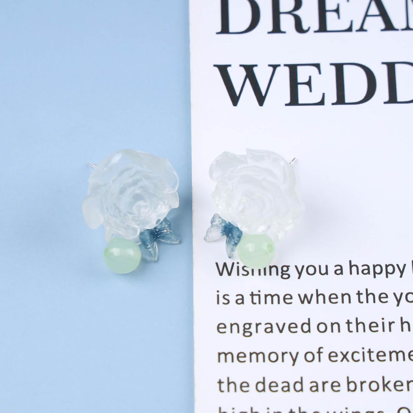 Vintage Resin Flower Earrings Camellia Flower Stud Earrings Large Transparent Flower Earrings Boho Transparent Petal Earrings Jewelry for Women