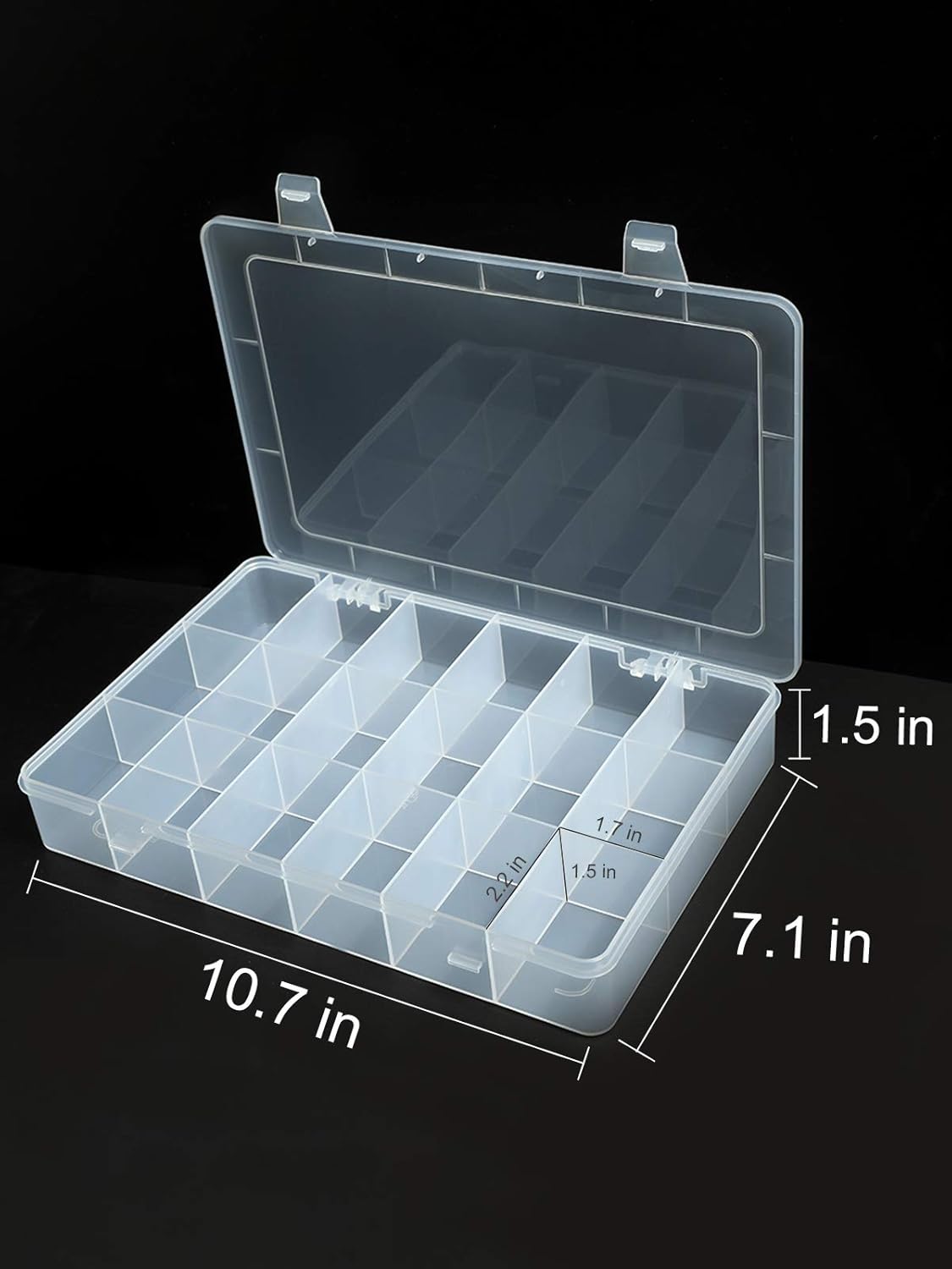 2pack 18 Grids Unadjustable Clear Plastic Organizer Box plastic tray with dividers clear tackle storage containers for snackle jewelry