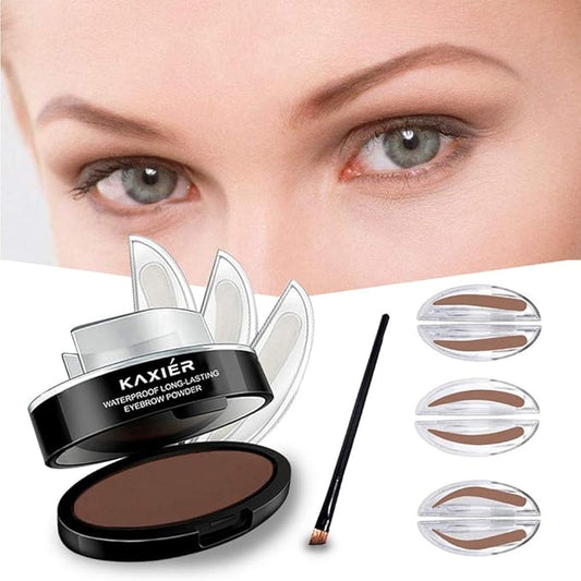 GL-Turelifes 3 Pairs of Seals Eyebrow Stamp with Brow Brush Perfect Eye Brow Power One Second Make Up Nature Brow Makeup Tool (Light Brown)