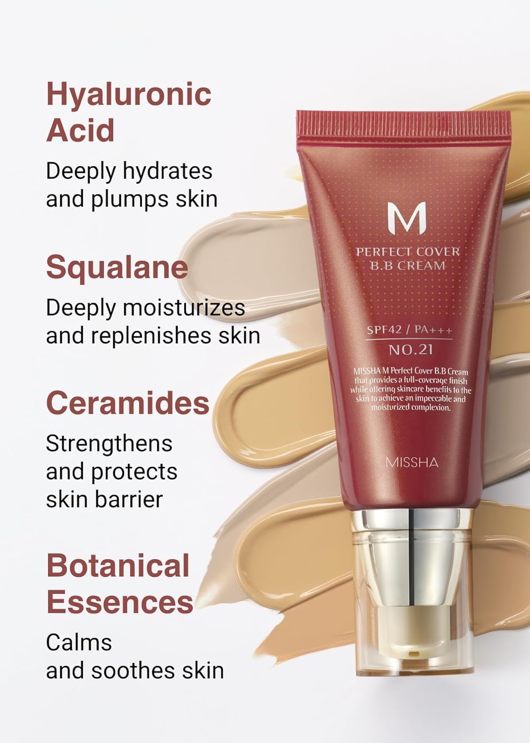 MISSHA M Perfect BB Cream No.23 Natural Beige for Light with Neutral Skin Tone SPF 42 PA +++ 1.69 Fl Oz - Tinted Moisturizer for face with SPF