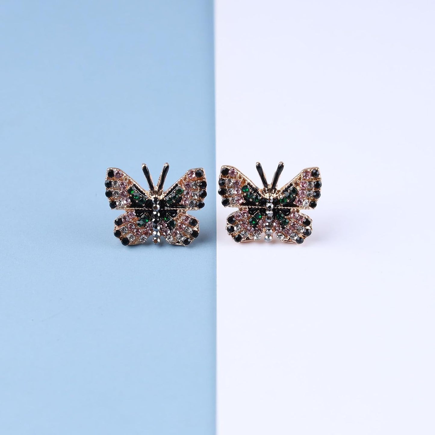 Tiny Butterfly Earrings Studs Vintage Crystal Butterfly Earrings Punk Moth Studs Statement Sparkling Rhinestone Butterfly Studs Prom Butterfly Earrings Jewelry for Women