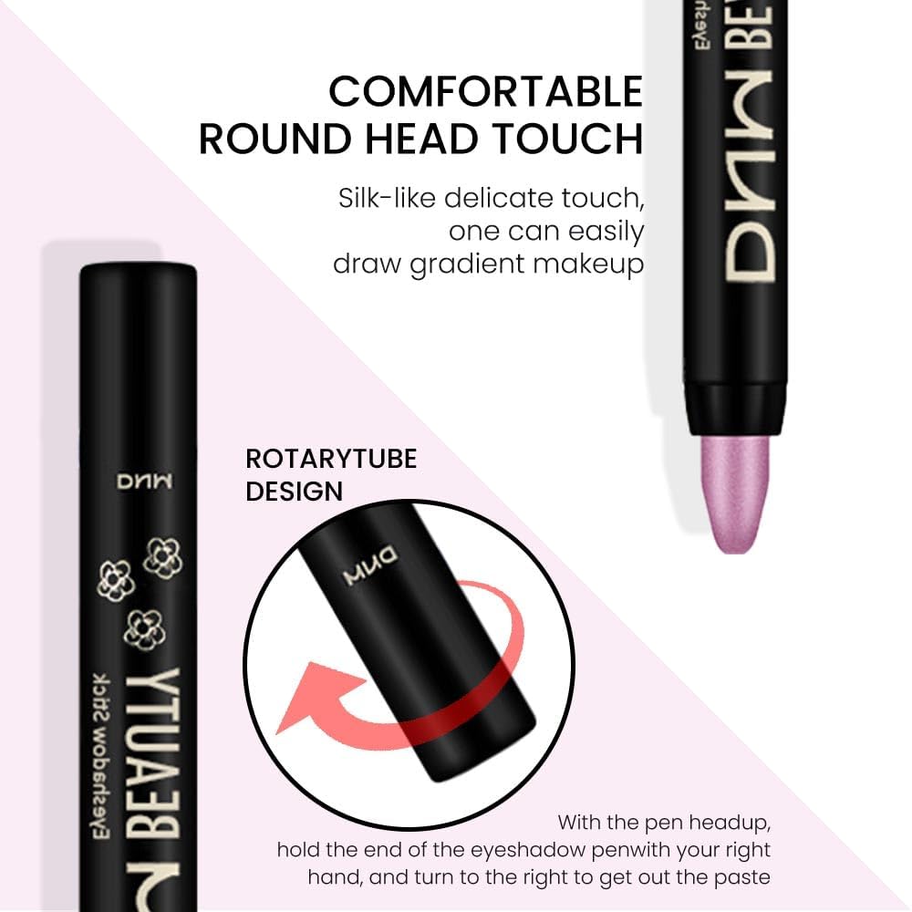 evpct 2Pcs Cream Eyeshadow Sticks Set for Eyes Vioiet Pink & Light Purple Shimmer Eye Crayon Shadow Brightener Stick Pencil Pen Bulk sombras en crema para ojos 07+08