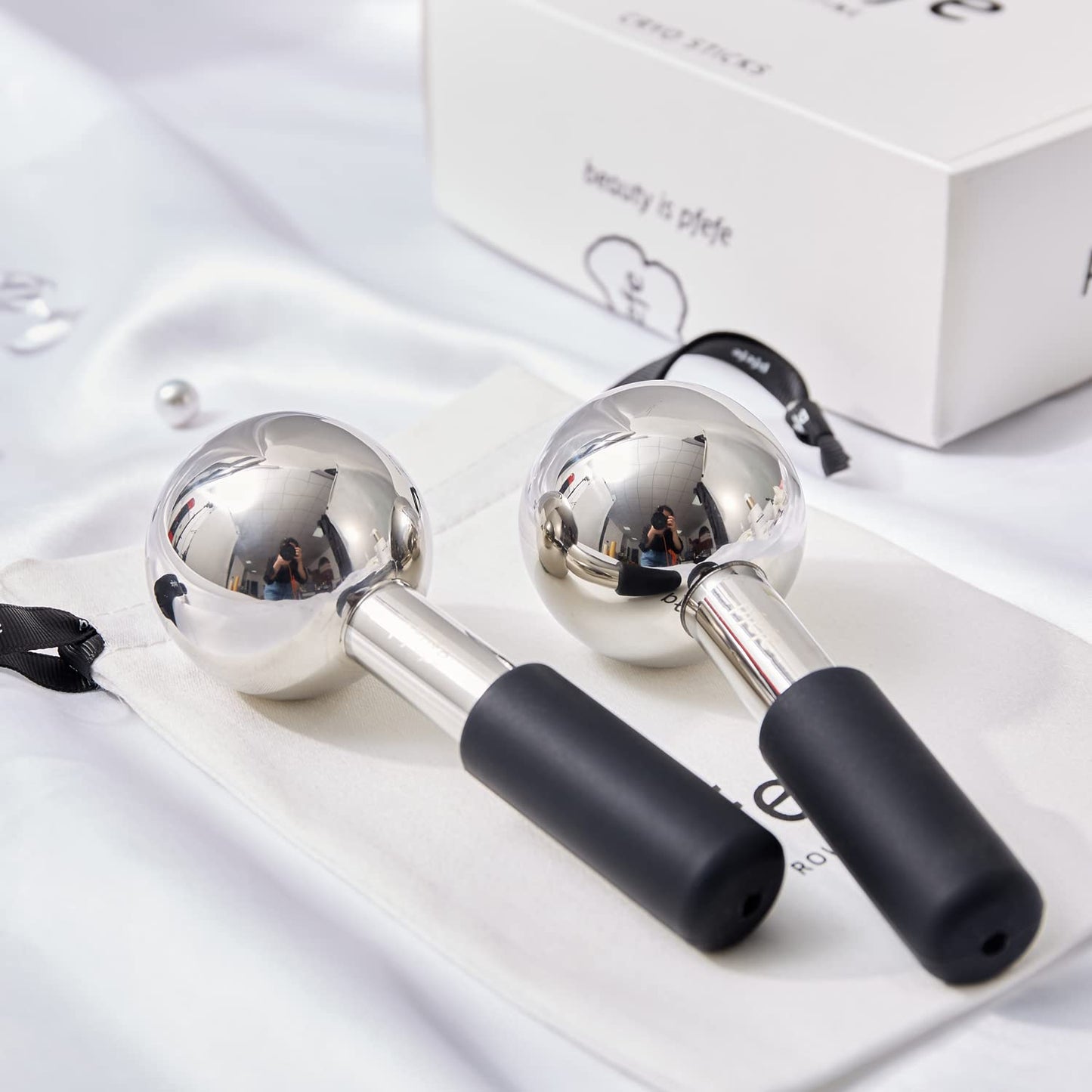 Ice Globes for Face & Eyes, Unbreakable Stainless Steel Cryo Sticks for Beauty Routines, Facials Cold Roller Cooling Globes for Puffiness, Wrinkles, Dark Circles, Headaches